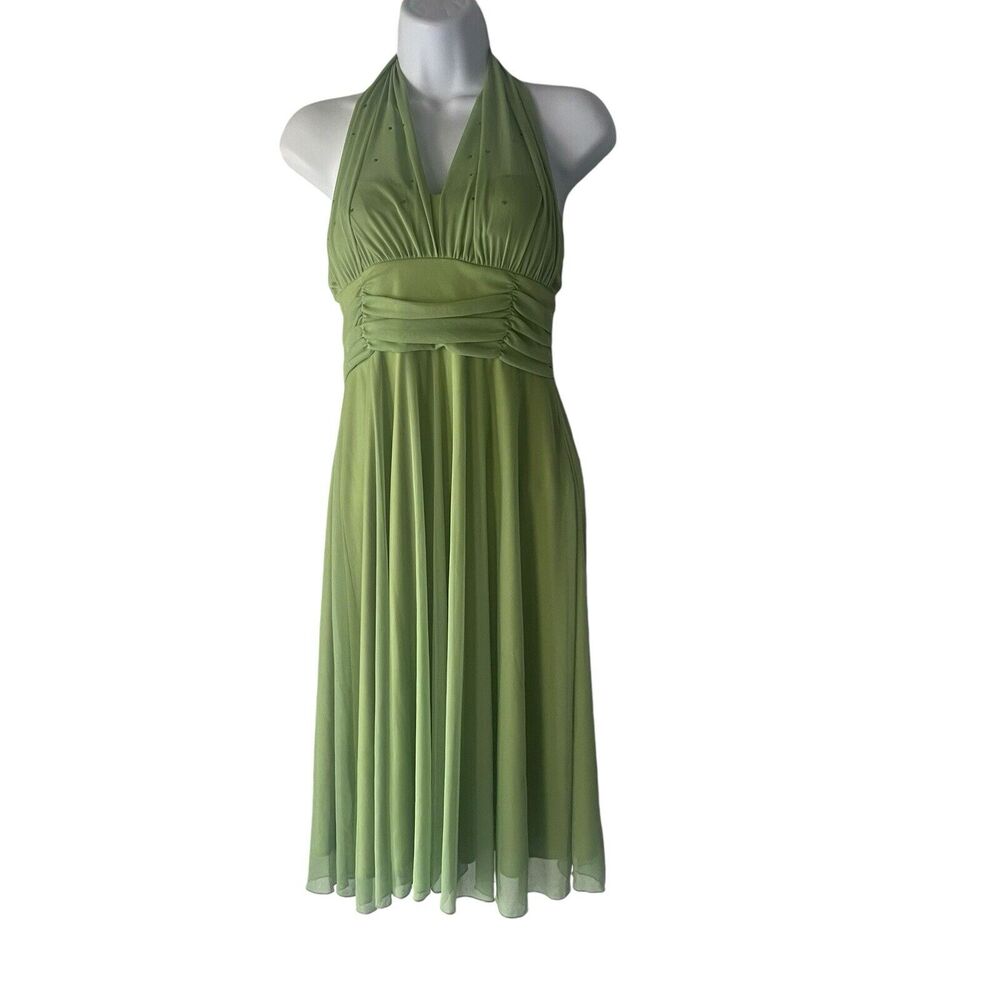 Celavie Collection‎ Y2k Women's Size Small Green Fairy Chiffon Halter Mini Dress